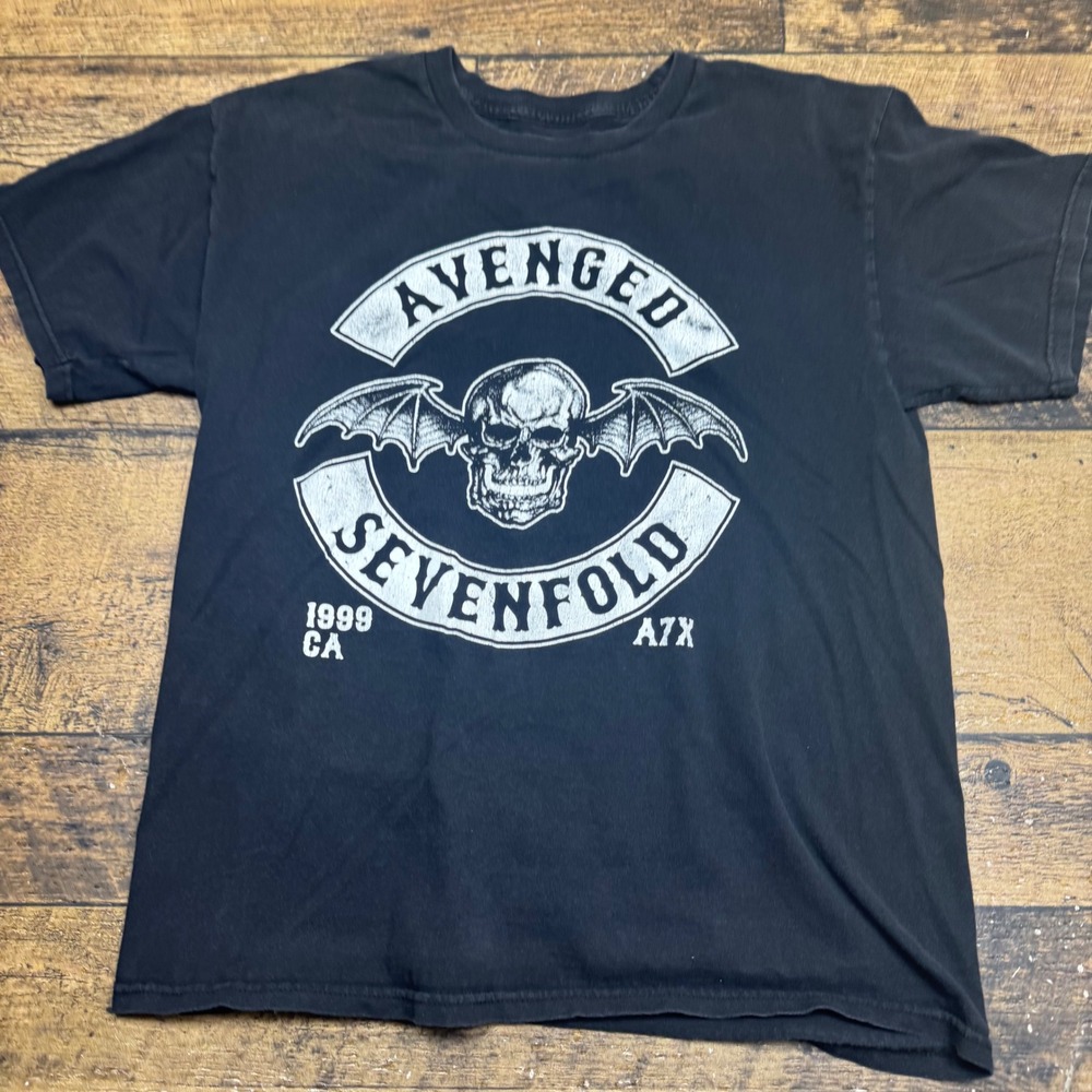 Avenged Sevenfold Large A7X Band T Shirt‎ Black Graphic Tee A7X Concert Merch